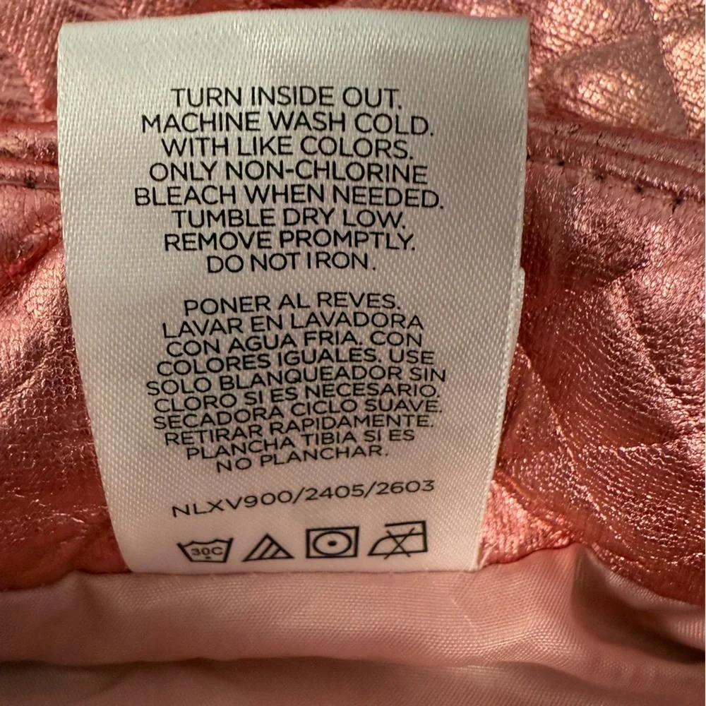 NWT Hello Kitty Metallic Quilted Vest Rose Gold Pink Girls 6 Sequin Bling Logo